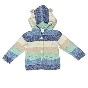 Striped baby Gap sweater with ears on hood